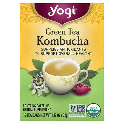 شاي يوغي، شاي أخضر كومبوتشا، 16 كيس شاي، 1.12 أونصة (32 جم) 