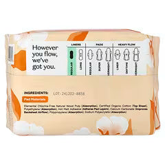 The Honey Pot Company, 100% Organic Cottom Cover, Non-Herbal Pads, Regular, 30 Count