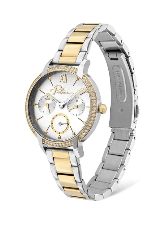 POLICE Women's Nadu Round Shape Stainless Steel Analog Wrist Watch 34 mm - 2-Tone