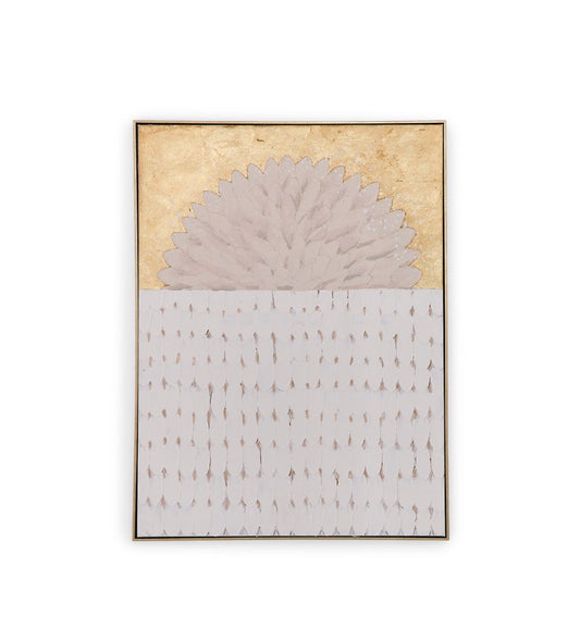 Doom Framed textured Abstract wall art Gold & Beige