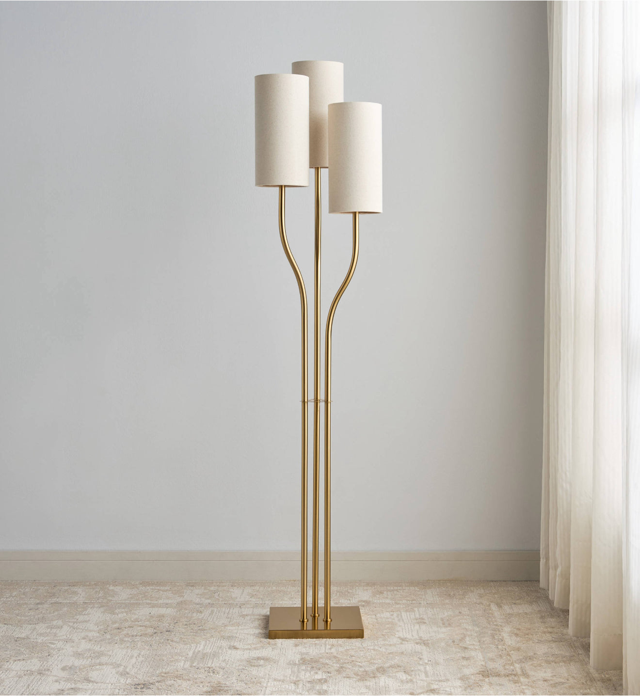 Gold metal floor lamp