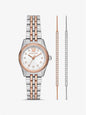 Michael Kors Lexington Pavé Two-Tone Watch and Slider Bracelet Gift Set