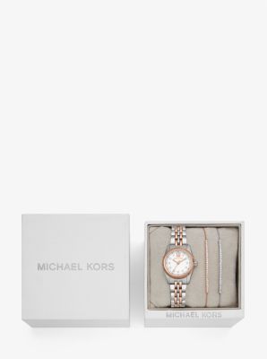Michael Kors Lexington Pavé Two-Tone Watch and Slider Bracelet Gift Set