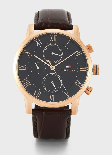 TOMMY HILFIGER Analogue Multifunction Quartz Watch with Leather Strap