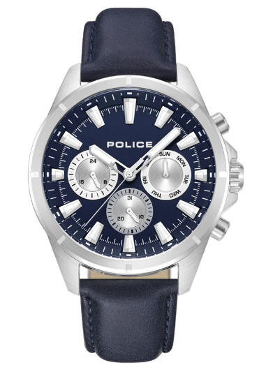 POLICE POLICE - Malawi Watch For Men Blue Dial Blue Leather Strap