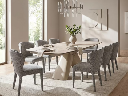 Raxa 1 + 8 seater dining set with barcia dining chairs package - beige