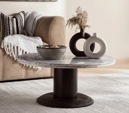 Avio coffee table marble round - white & black