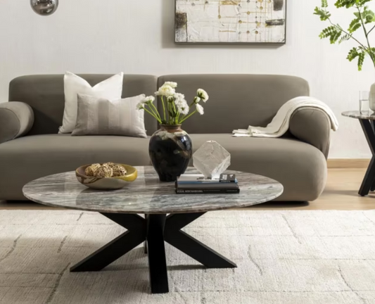 Skola new coffee table marble - white & black ~ white