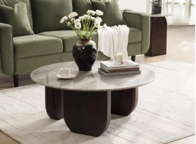 Rugaris new coffee table marble - white brown ~ brown
