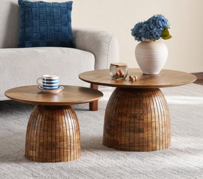 Ision coffee table set of 2 wood - brown