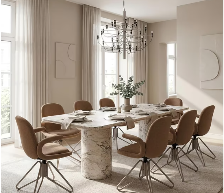 bellish 1 + 8 seater dining set with kappa dining chairs package - white grey