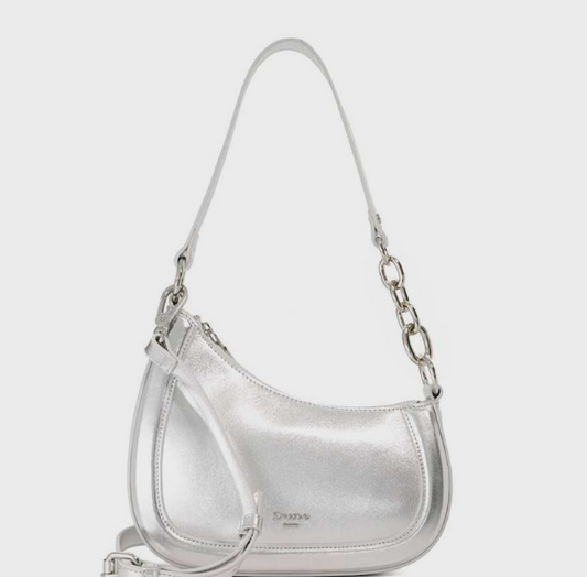 Dune London DIRECTION Logo Detail Metallic Shoulder Bag
