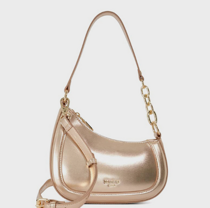 Dune London DIRECTION Logo Detail Metallic Shoulder Bag