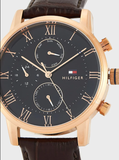 TOMMY HILFIGER Analogue Multifunction Quartz Watch with Leather Strap