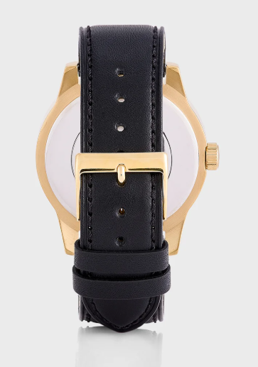 GUESS Crescent Leather Strap Analog Watch