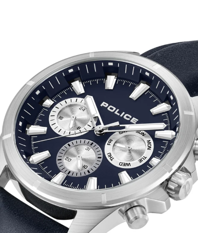 POLICE POLICE - Malawi Watch For Men Blue Dial Blue Leather Strap