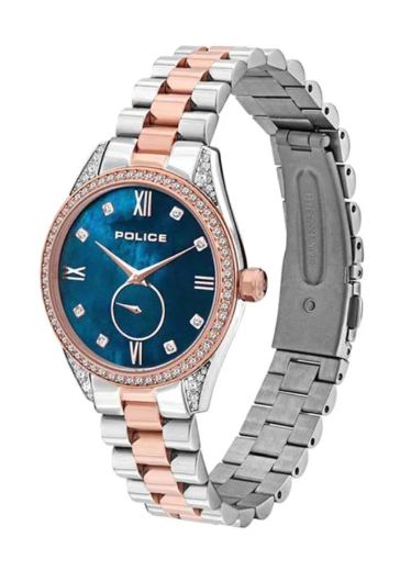 POLICE Share & Earn Uloya Round Shape Stainless Steel Analog Wrist Watch 34 mm - 2-Tone - P 15691BSTR-58M