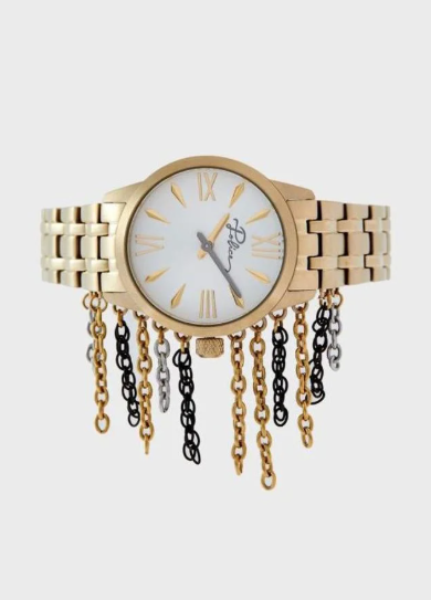 POLICE Share & Earn Police Vantaa Women's Analog Quartz Watch with Silver Dial and Gold Plated Stainless Steel Bracelet