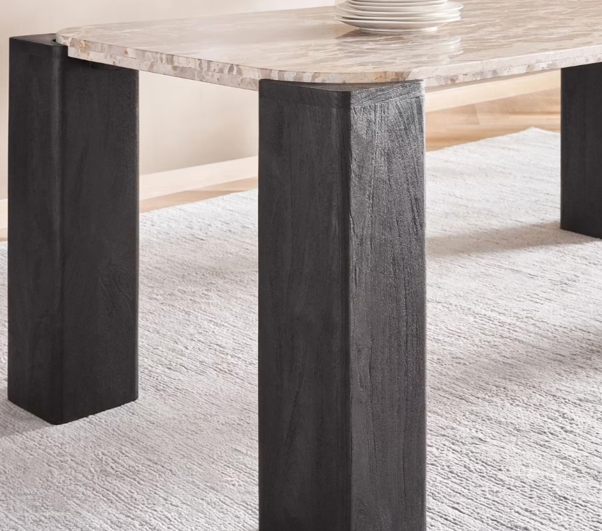 Rudy 1+8 marble dining set with terra chairs package - natural brown