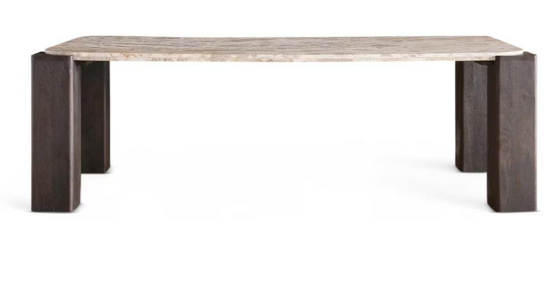 Rudy 1+8 marble dining set with terra chairs package - natural brown