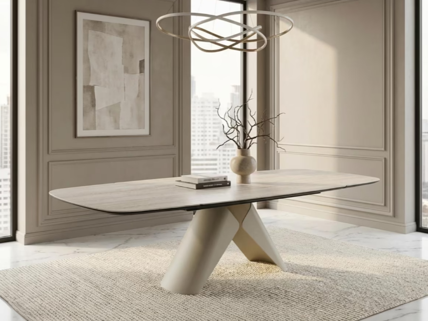 Raxa 1 + 8 seater dining set with barcia dining chairs package - beige