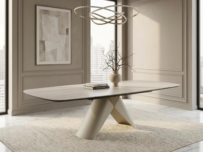 Raxa 1 + 8 seater dining set with barcia dining chairs package - beige