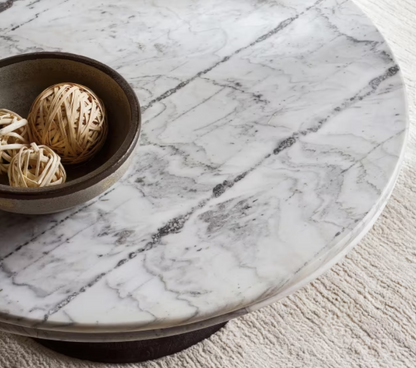 Avio coffee table marble round - white & black