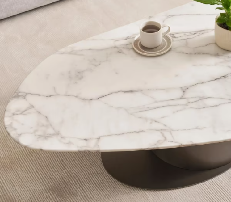 Ali coffee table marble large - white gold
