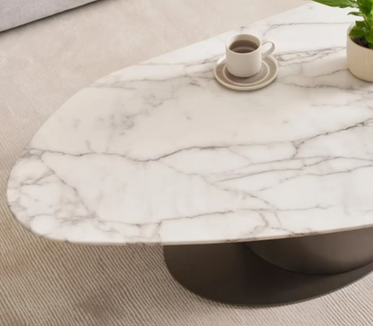 Ali coffee table marble large - white gold