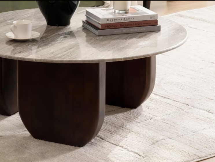 Rugaris new coffee table marble - white brown ~ brown
