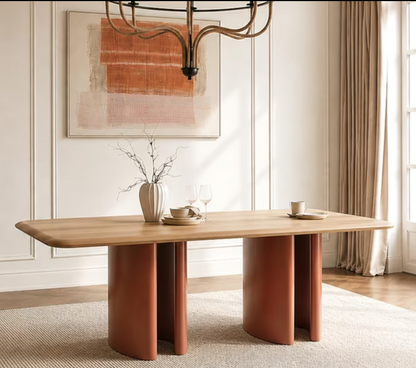Igma 1 + 6 seater dining set with sigma dining chair package - natural and brown