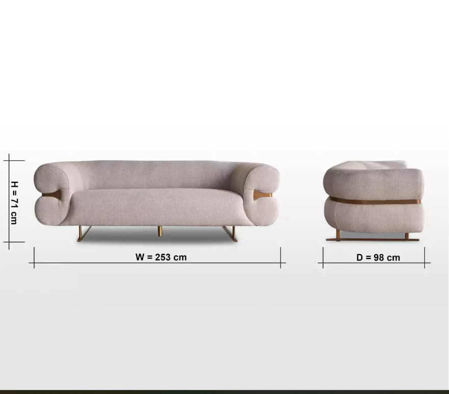 Ella 3-Seater Fabric Sofa
