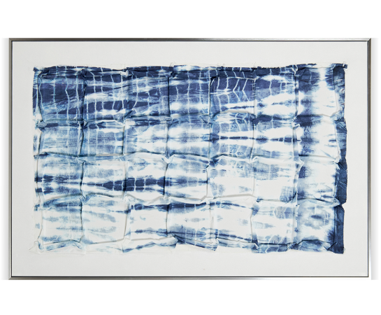 igo Grid Handpainted Wall Art in Silver Frame, Blue - 80x120cm