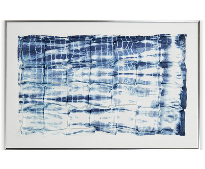 igo Grid Handpainted Wall Art in Silver Frame, Blue - 80x120cm