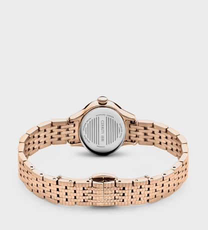 CERRUTI 1881 Round Analog Dial Rose Gold Stainless Steel 3 ATM Watch with Push Button Deployment Buckle - 26mm