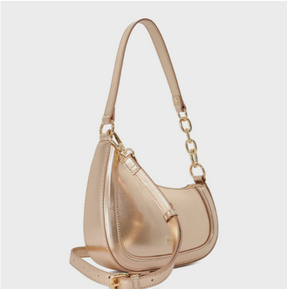 Dune London DIRECTION Logo Detail Metallic Shoulder Bag