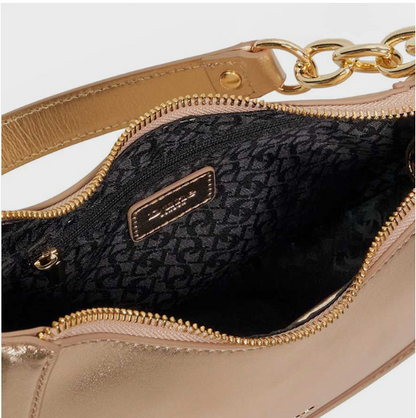 Dune London DIRECTION Logo Detail Metallic Shoulder Bag