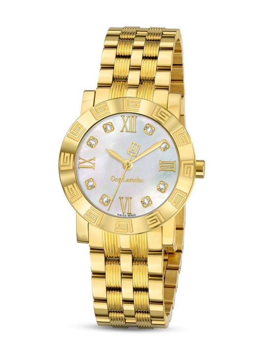 GUY LAROCHE Watch for Women with White Dial and Yellow Gold Stainless Steel Bracelet