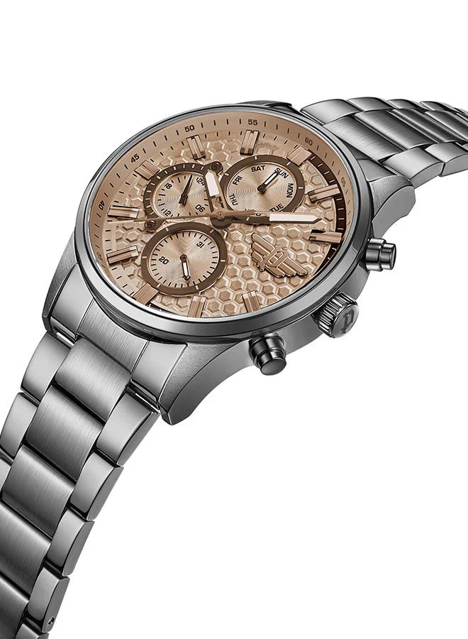 ساعة بوليس تاورييكو للرجال بمينا رمادي وسوار أسود 