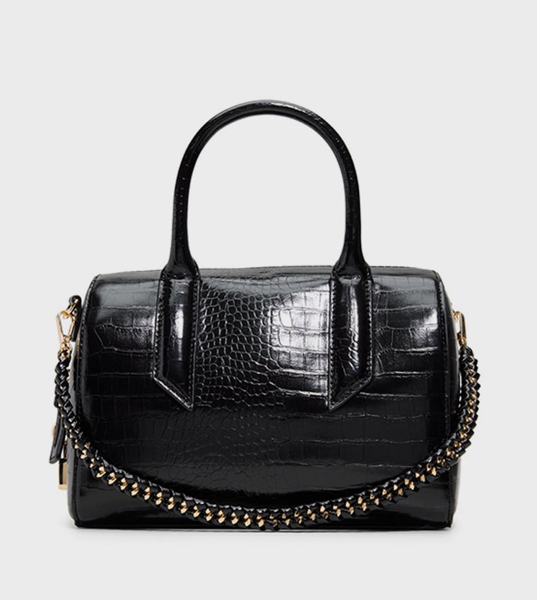 Aldo Croc Textured Zippered Satchel Bag