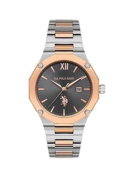 U.S. Polo Assn. Stile 36mm Women's Watch with Dark Grey Dial & Two-tone Stainless Steel Bracelet