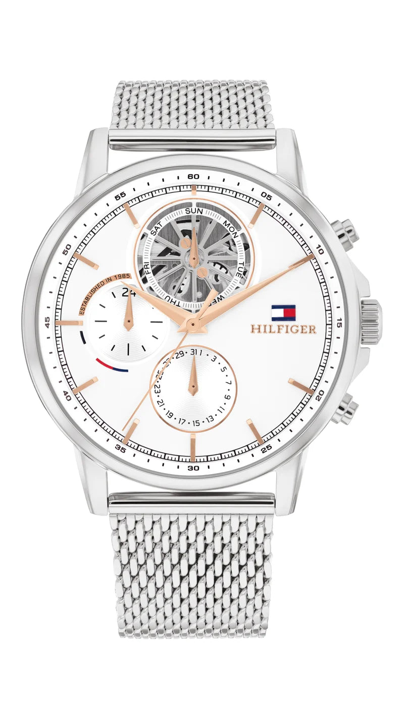 ساعة تومي هيلفيغر ستيوارت التناظرية بسوار فولاذي 